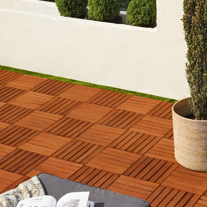 Casaria Akazienholz Fliesensatz 66 Stück, 30x30cm