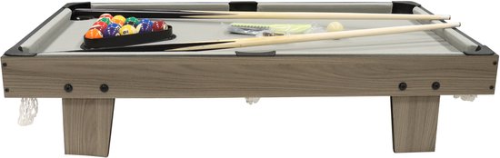 Cougar Billardtisch Mini 3 ft – Kompakter Billardtisch in Eiche/Grau – Aufstellbarer Tisch – Inklusive Kugeln, Queues, Dreieck, Kreide und Bürste