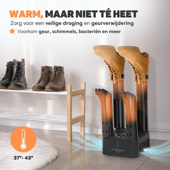 Vulpes Goods® Tech - Schuhtrockner & Schuherfrischer mit Timer - 4-in-1 - Handschuhtrockner - Trocknungsgerät - Trocknungsfunktion - Inkl. 10x Duftfresser - PRO MAX