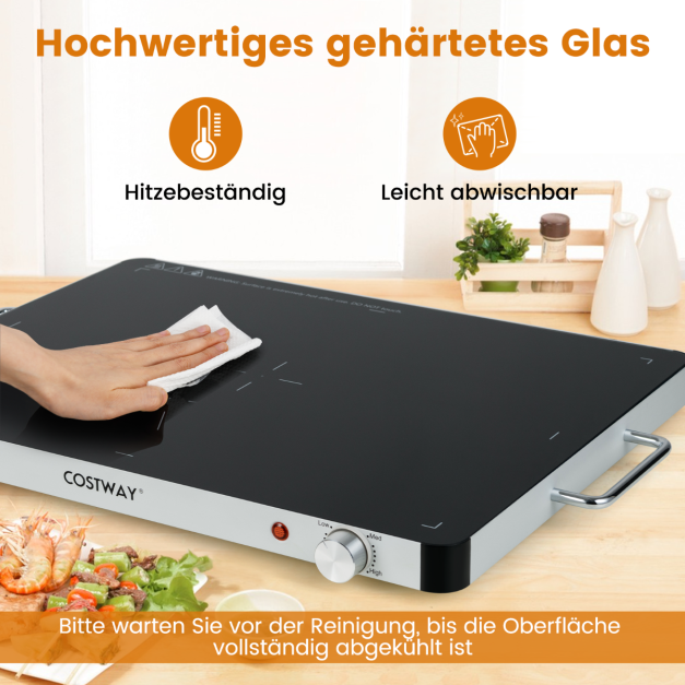 Coast Elektrische Warmhalteplatte 400 W – 30–120 °C – 61 x 42 x 4 cm – Schwarz