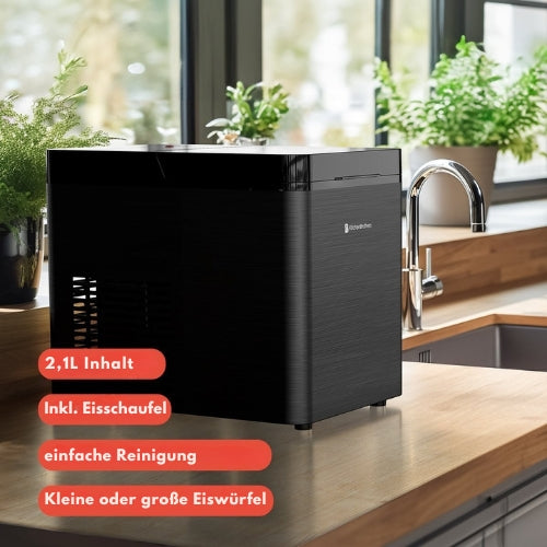KitchenBrothers - Eiswürfelbereiter - Segelreinigungsfunktion - 15kg/24h - Edelstahl - Schwarz