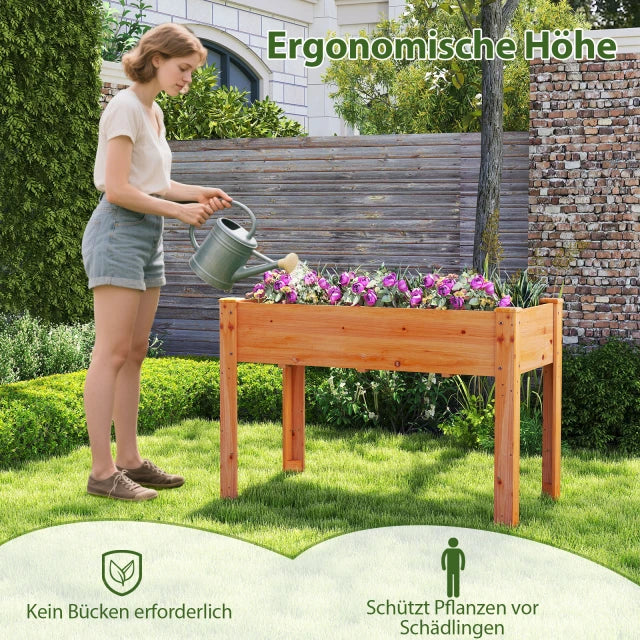 Coast Hochbeetkasten Rotbraun - Küchengartenschale aus Holz mit Entwässerungslöchern - 120 x 60 x 82 cm