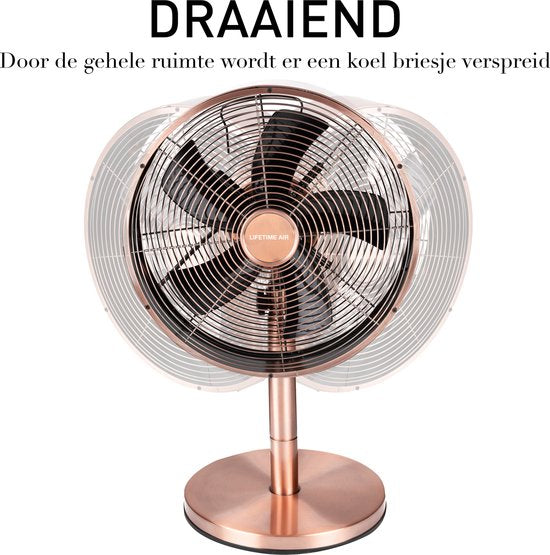 Lifetime Air Tischventilator - 230V - Tischventilator 30CM - 3 Geschwindigkeiten - Oszillationsfunktion - Neigbar - Pink