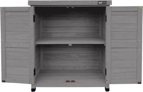 AXI Felix Aufbewahrungsschrank aus Holz – Gartenschrank aus FSC-Holz – Magnetverschluss – Verstellbare Füße – 80 x 45 x 93 cm – Warmgrau