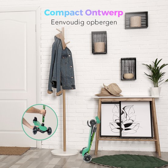 LifeGoods HappyStep - Kinderroller - Schritt 2-5 Jahre - 3 leuchtende LED-Räder - höhenverstellbar - Jungen/Mädchen - Mintgrün