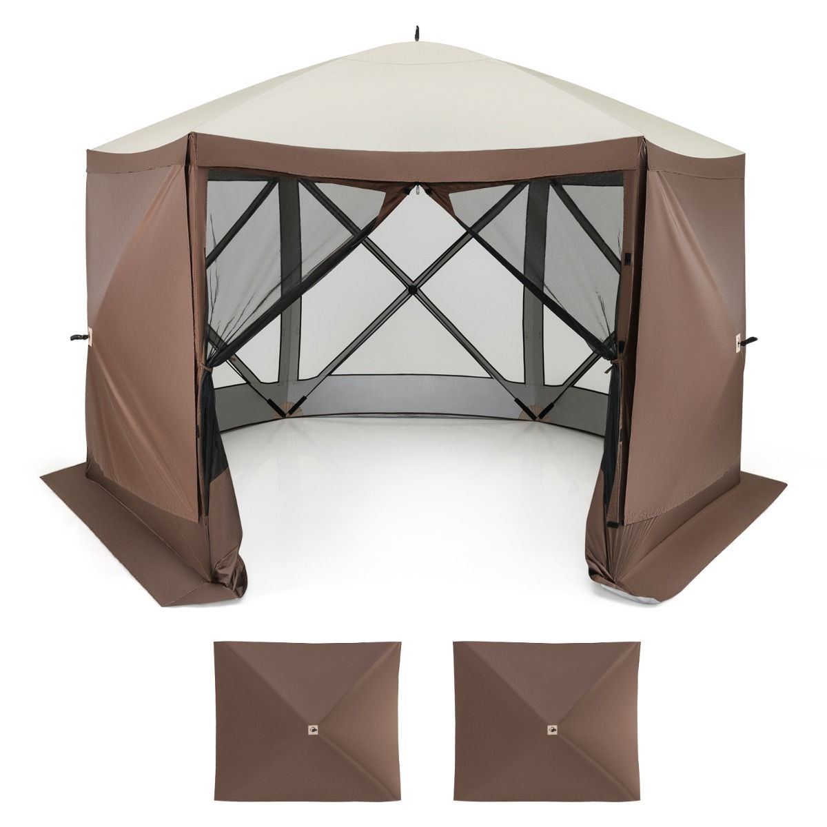 Coast - Faltbarer Pavillon - Für 8 bis 10 Personen - 350 x 350 cm - Kaffeefarbe