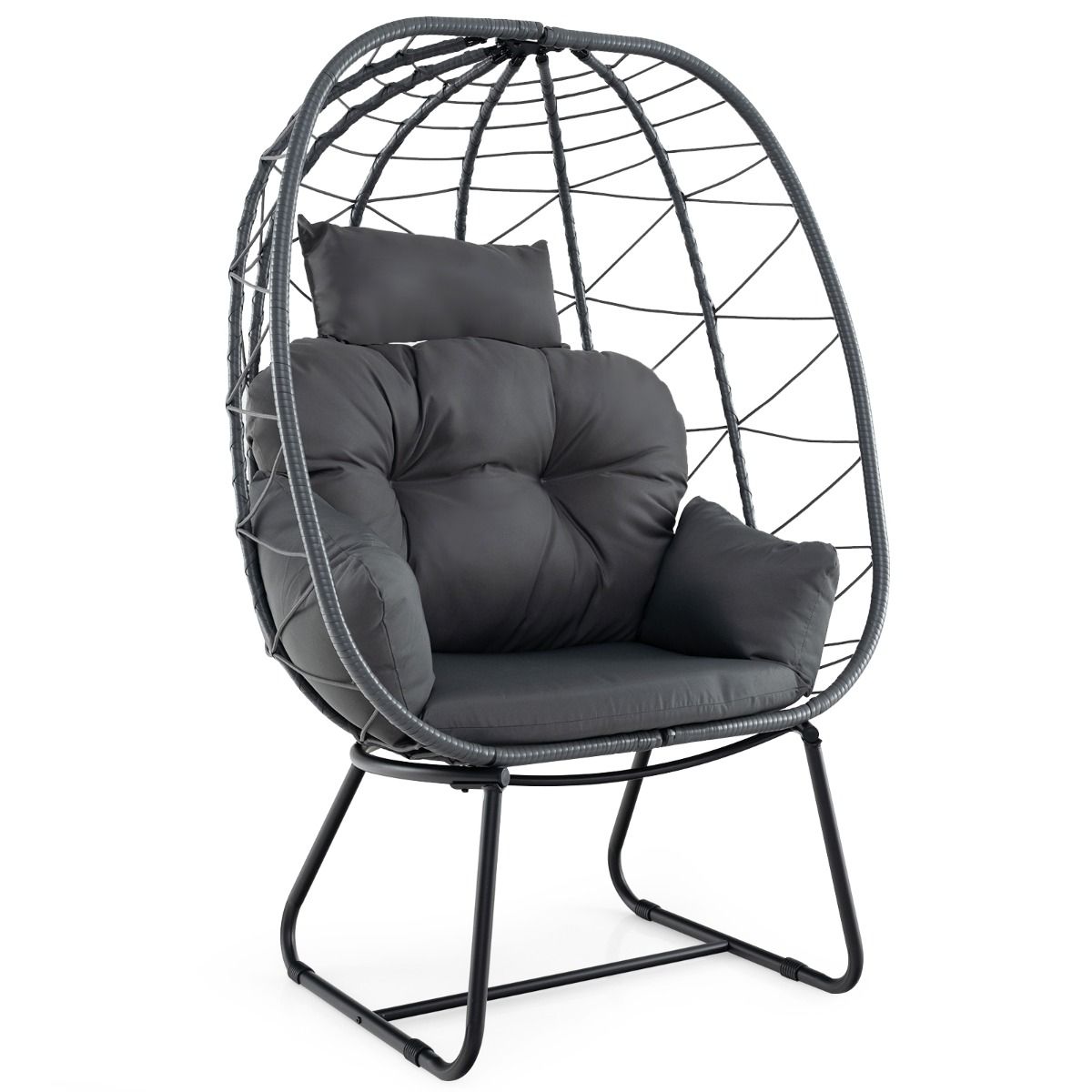 Coast Rotan-Lounge-Sessel – übergroße Eiform – abnehmbares Kissen – grau