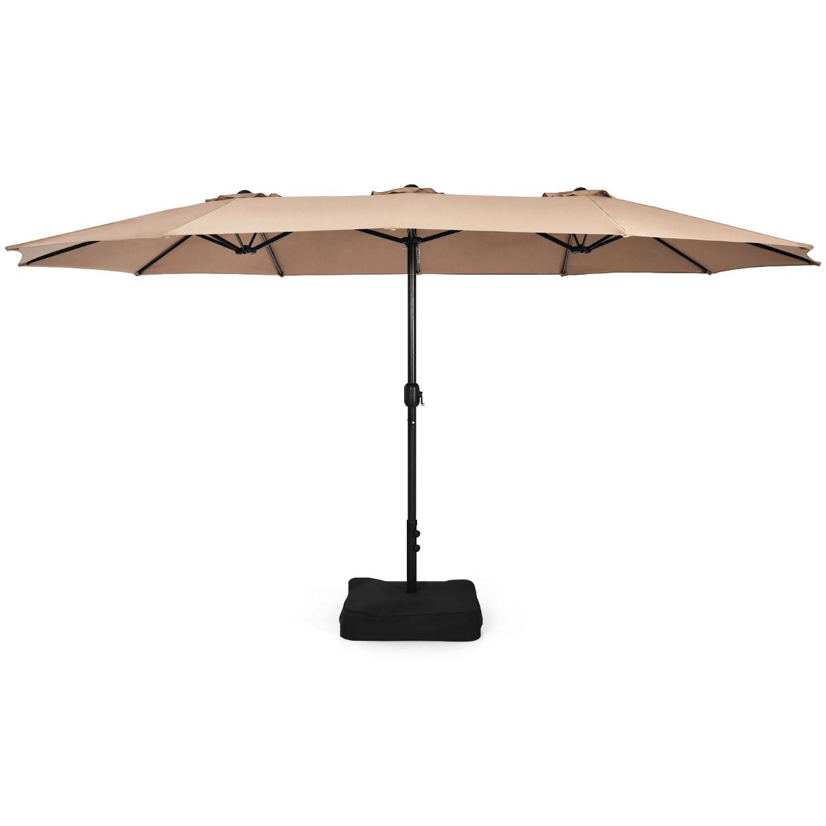 Coast 451,5 x 264 cm Doppelter Terrassen-Sonnenschirm mit Ständer - Brauner XXL-Schattenschirm für Garten, Terrasse und Schwimmbad