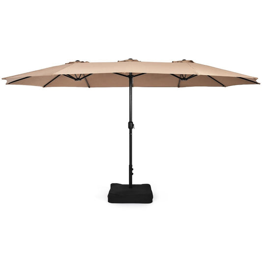 Coast 451,5 x 264 cm Doppelter Terrassen-Sonnenschirm mit Ständer - Brauner XXL-Schattenschirm für Garten, Terrasse und Schwimmbad