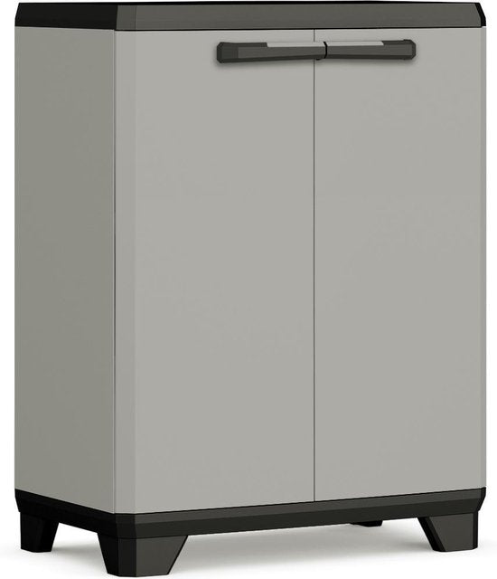 Keter Planet Niedriger Schrank – 1 Einlegeboden – 68 x 39 x 90 cm – Grau/Schwarz