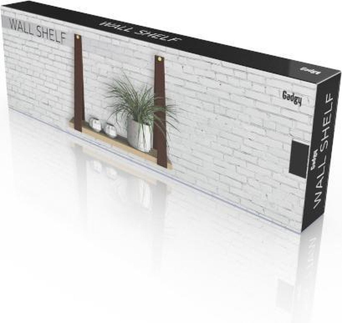 Gadgy Wandregal mit Ledergurten - Wandregal Holz - Wandregale - Wandregal schwebend - Bücherregal - Wanddekoration - 50x15cm