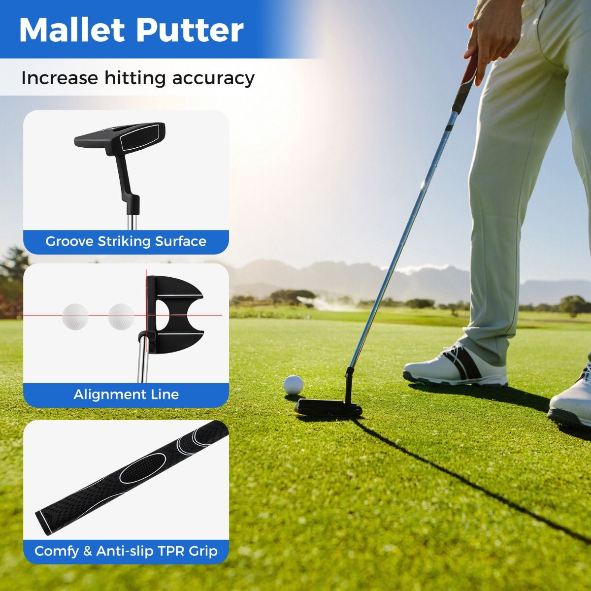 Coast Herren-Golfset – 9-teilig – für Rechtshänder – inklusive Regenschutzhülle – Grau