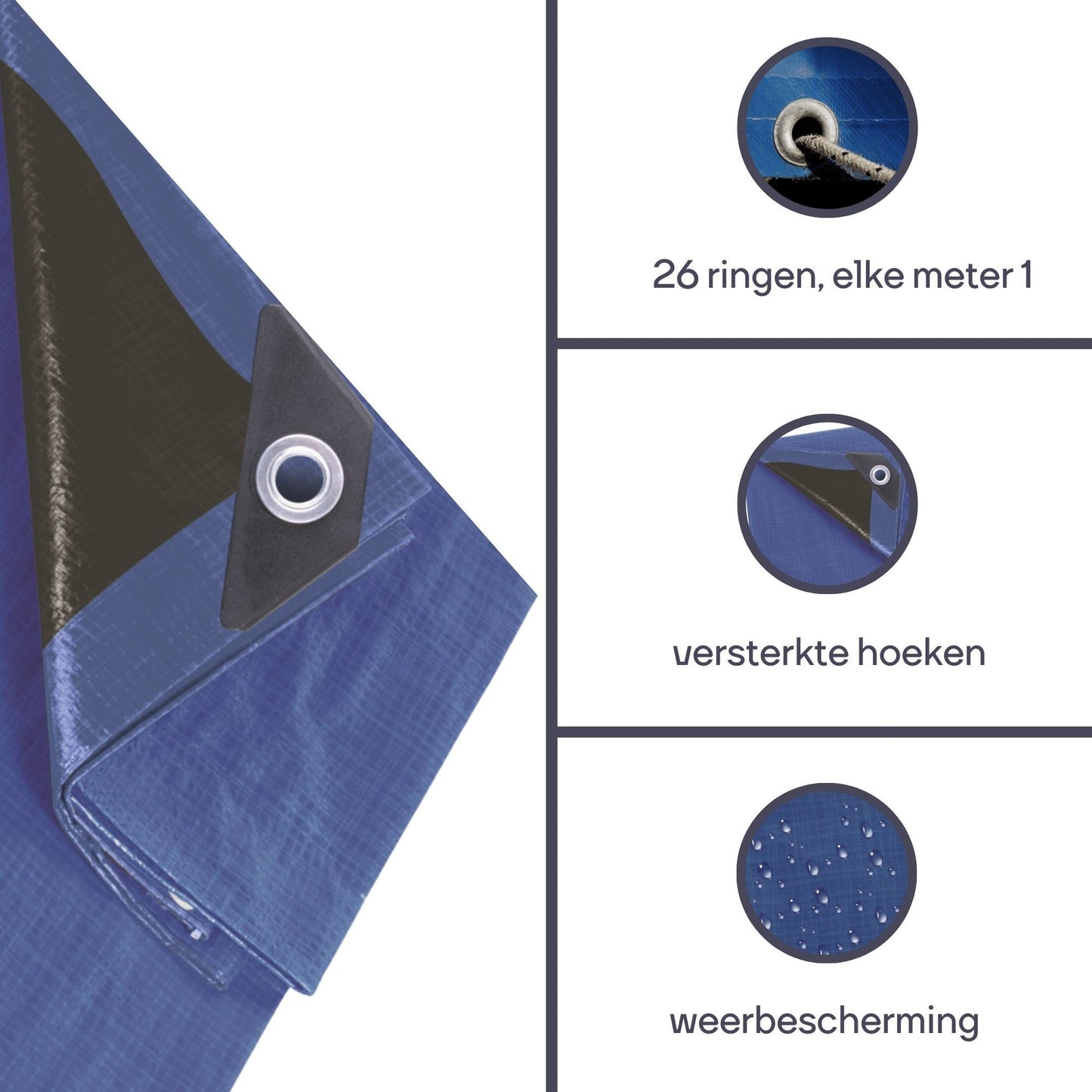 Perel Plane - Blau/Schwarz - Ultra-stark - 5 X 8 M