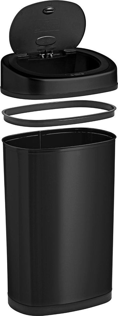 Homra FONIX Sensor-Abfalleimer Schwarz 50 Liter - Automatischer Soft-Close-Deckel - Schwarzer Abfalleimer - Infrarot-Sensor