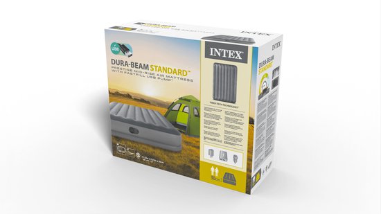 Intex Prestige Mid-Rise Luftmatratze – Queensize – Integrierte elektrische Pumpe – 203 x 152 x 30 cm – für 2 Personen