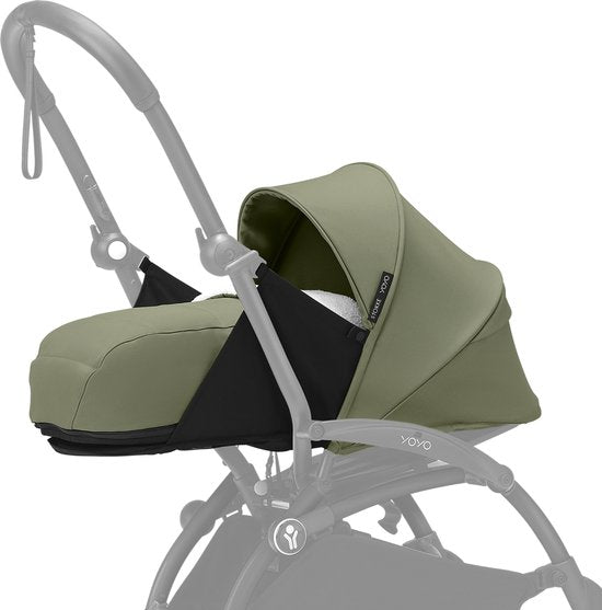 Stokke YOYO 0+ Newborn Pack, Olive – Inklusive Matratze, ausziehbarem Sonnendach und Fünf-Punkt-Gurt – Erfordert einen YOYO-Rahmen (separat erhältlich)