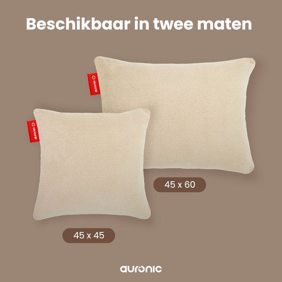 Auronic Wärmekissen - Sherpa Fleece - 45x60 - Kabellos - Wiederaufladbar - Elektrisches Kissen - Infrarot - Beige