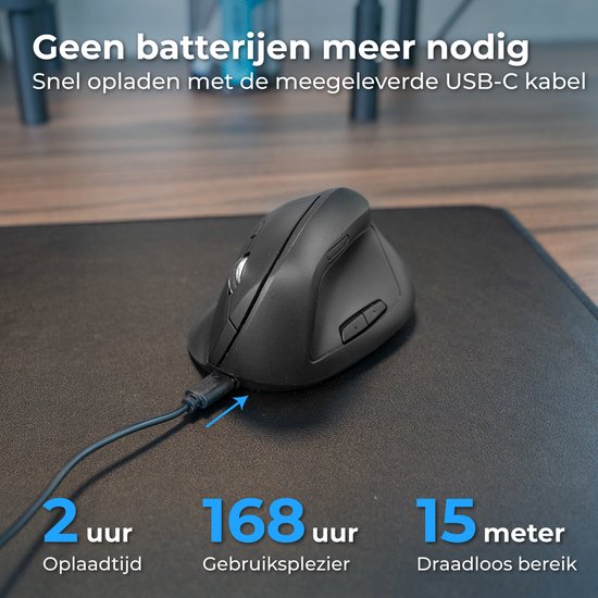 Nuvance Ergonomische Maus – Kabellose Maus – Bluetooth-Maus – Kabellose Maus – Geräuscharm – Computermaus – Wireless Mouse – Für Rechtshänder