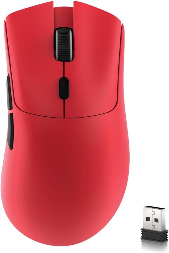 ATTACK SHARK R1 Superlight Gaming Mouse 59g - Rot - 12,2 × 6,4 × 3,8 cm - Kabellos & kabelgebunden - Bis zu 18.000 DPI - 65 Stunden Batterielaufzeit