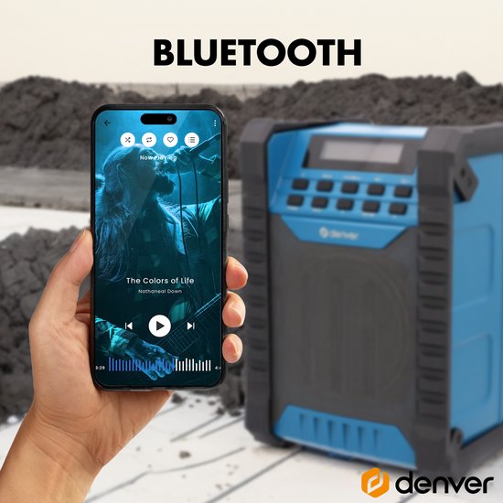 Denver Construction Radio DAB - Bluetooth - mit Akku - AUX - FM - USB-C - spritzwassergeschützt - WRD60