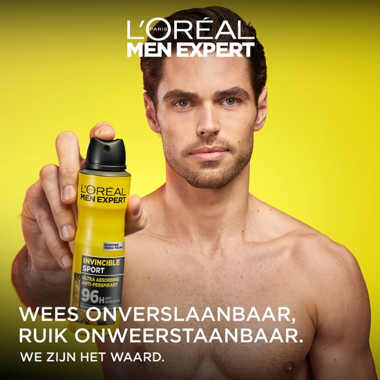 L'Oréal Paris Men Expert Invincible Deodorant-Spray – Antitranspirant, 96 Stunden lang anhaltender Schutz – alkoholfrei* – 150 ml