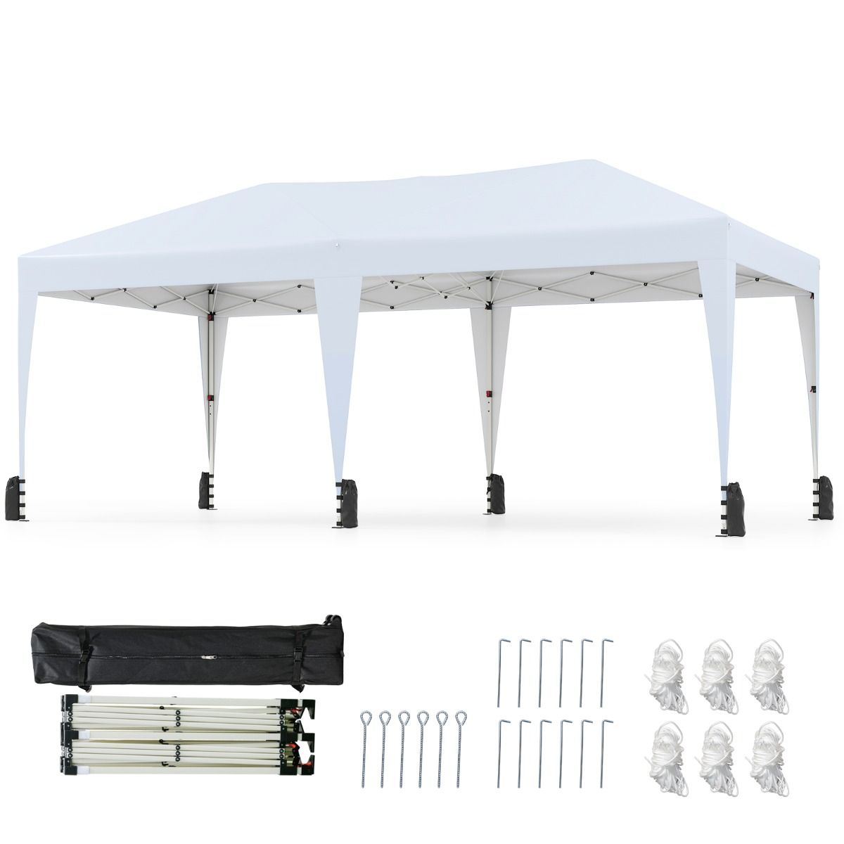 Coast Pop-up-Partyzelt – zusammenklappbares Design – mit Transporttasche auf Rädern – grau 3 x 6 m