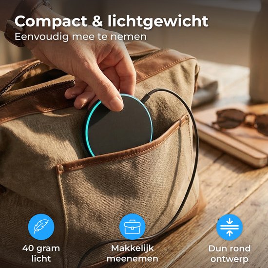 Nuvance Kabelloses Ladegerät 15 W – Kabelloses Ladegerät – Kompatibel mit MagSafe – USB-C – Schnellladegerät – Wireless Charger – Schwarz