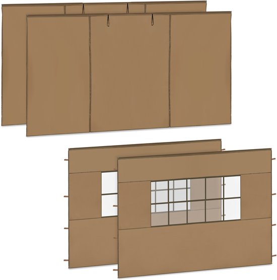 VONROC Seitenwand-Set – 3 x 4,5 m – Für Premium-Partyzelt PT502XX – Wasserdicht – UV-Schutz 50+ – Beige