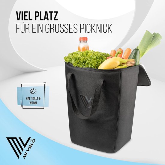 Kühltasche Fahrrad - Einsatz für Packtaschen Gepäckträger - Einkaufstasche faltbar - Picknickzubehör - Gepäckträgertasche (20Liter) MIVELO