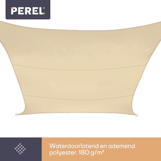Perel Schattentuch, wasserdurchlässig, luftdurchlässig, 3,6 x 3,6 m, 180 g/mÂ², HDPE, quadratisch, champagner