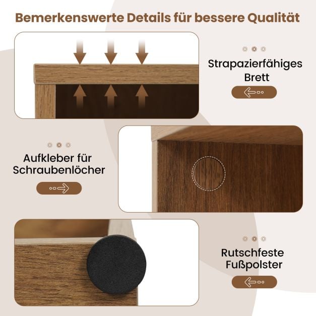 Coast Bücherregal mit 2 offenen Fächern – verstellbare Einlegeböden – 42 x 29,5 x 53,5 cm – Natur