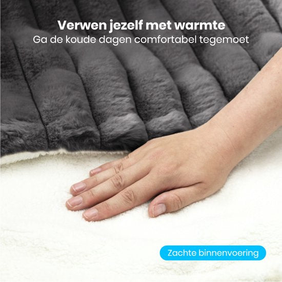 Auronic Electric Blanket - 160 x 120cm - Heizdecke - 1 Person - 3 Heizstufen - Plüsch - Heizdecke - Anthrazit