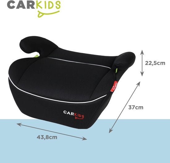Carkids I-Size Sitzerhöhung Alex – Entspricht der Norm I-Size R-129 – Für Kinder von 125–150 cm – Abnehmbarer und waschbarer Bezug – Flexible Montage – Schwarz/Weiß