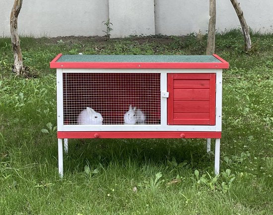 Kaninchenstall – Stall für Nagetiere (Kaninchen, Meerschweinchen) – Tierkäfig – Tierunterkunft – für drinnen und draußen geeignet