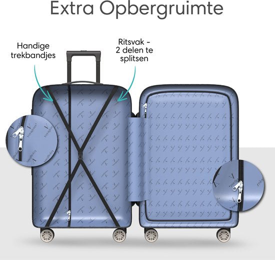 Voyagoux® Kofferset 3 Stück - ABS Kofferset - L / M / S - Koffer - Schwarz