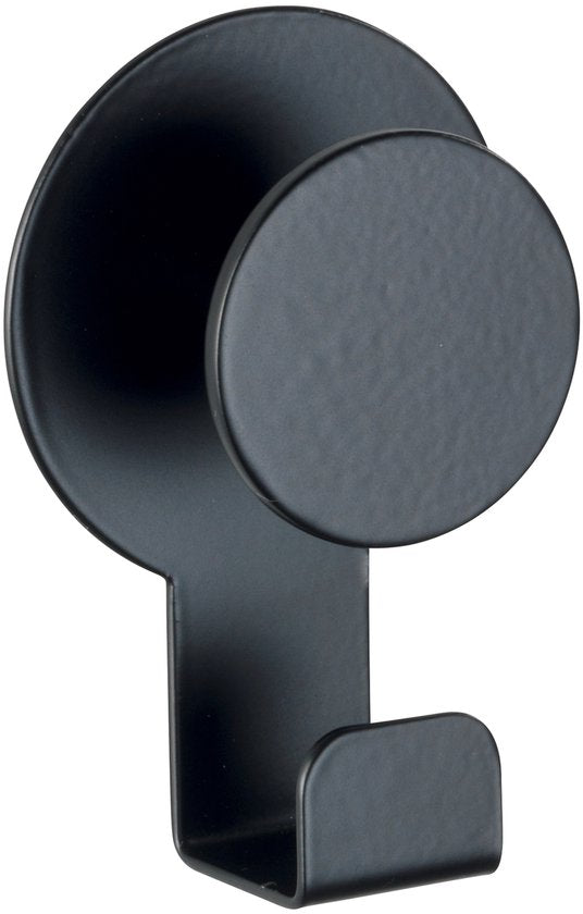 WENKO Handtuchhalter Blandas Edelstahl mattschwarz – Wandhaken – Selbstklebender Handtuchhaken