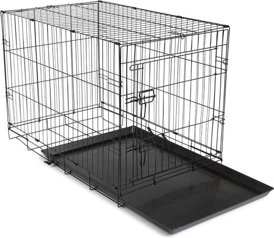 Hundebox – XL – 91 x 56 x 63 cm – Zusammenklappbar – Metall, Kunststoff – Schwarz – VI Online Products
