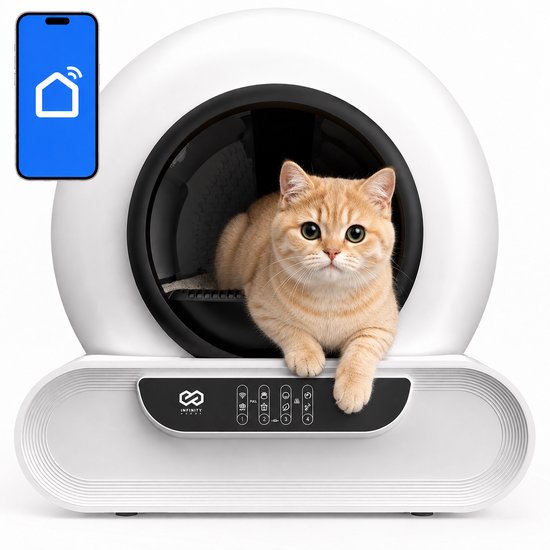 Infinity Goods Automatisches Katzenklo XXL – Selbstreinigendes Katzenklo – inkl. App – 75 l – mit Katzenklo-Matte und 3 Rollen Aufbewahrungsbeuteln