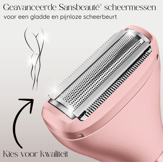 2-in-1 Ladyshave + 2 Extra-Scherköpfe - Gesicht - Achseln - Beine - Bikinizone - Rasierer Frau - Elektrischer Epilierer - Haarentferner Damen - Trimmer Frau - Intimzone Schamhaare - Ladyshaves Bikini