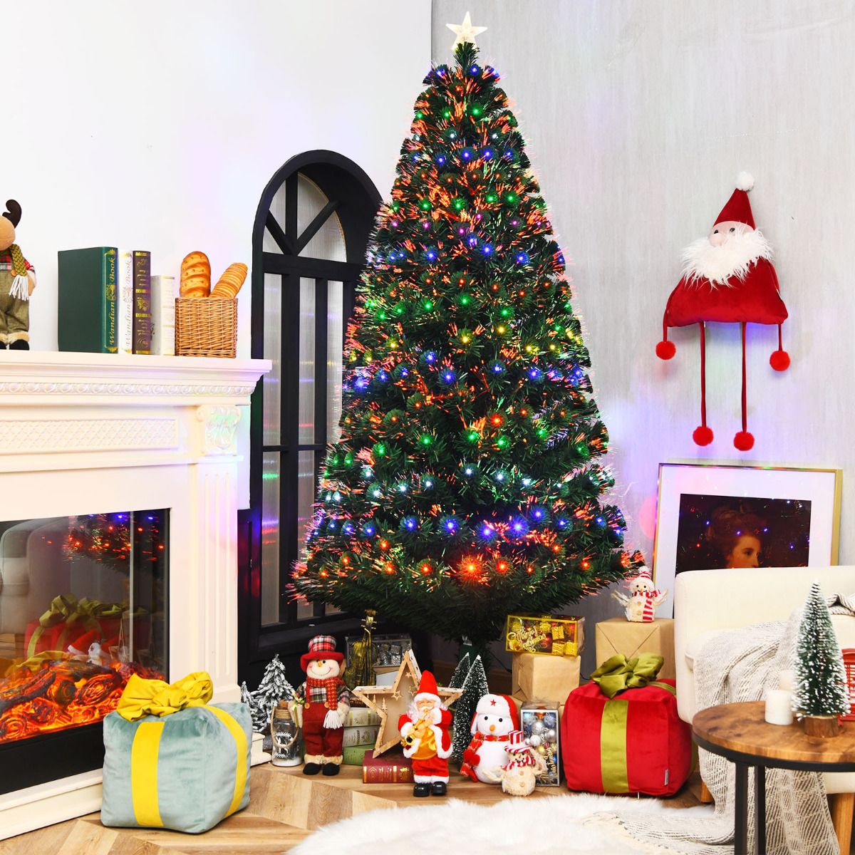 Coast Luxury Artificial Christmas Tree 210 cm Grün - Mit LED und Glasfaser Farbbeleuchtung