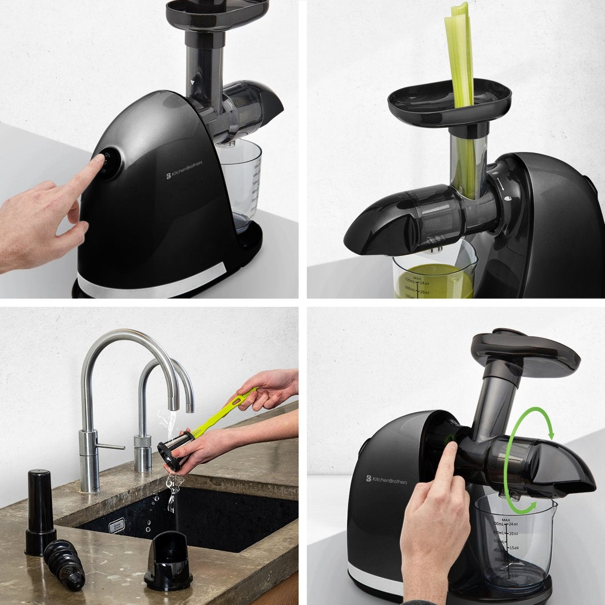 KitchenBrothers Slowjuicer - Entsafter - 700ml - Schwarz