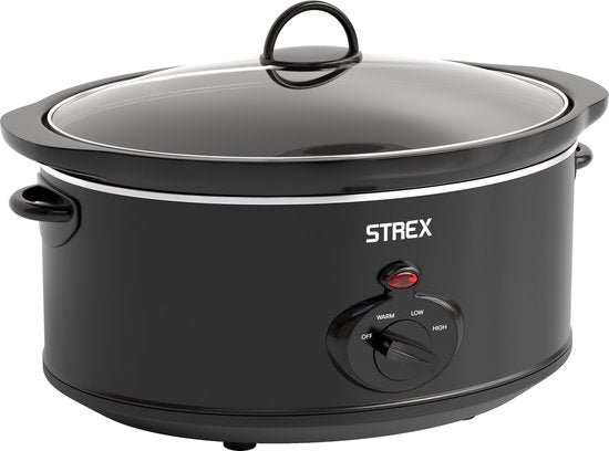 Strex Slowcooker 6.5L - Herausnehmbarer Keramik-Innenbehälter - Warmhaltefunktion - Slow Cooker - Schwarz