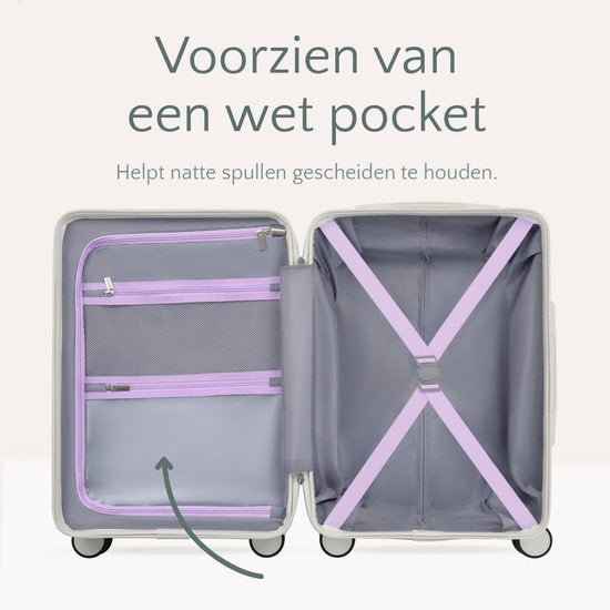Skycases City Walker - 3-teiliges Kofferset | Leicht & Langlebig | 20, 24 & 28 Zoll | 360° Spinner-Räder | TSA-Schloss | Inklusive Schutzhüllen - Lila