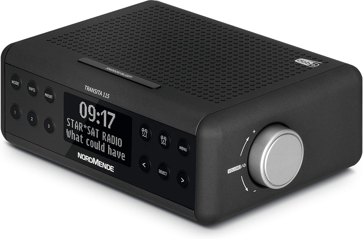 Nordmende Transita 115 Digitaler Radiowecker - DAB+/FM - 3W - Doppelalarm - OLED-Display - Anthrazit - 19,3 x 11,5 x 6,6 cm