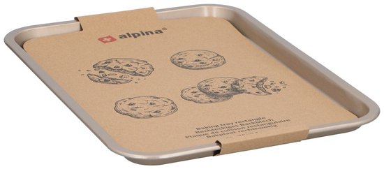 alpina Backblech 35 x 24 cm – Antihaftbeschichtung für einfaches Lösen von Backwaren – Ideal für Kekse, Gebäck und Aufläufe – Leicht zu reinigen – Rechteckige Form – Farbe: Gold