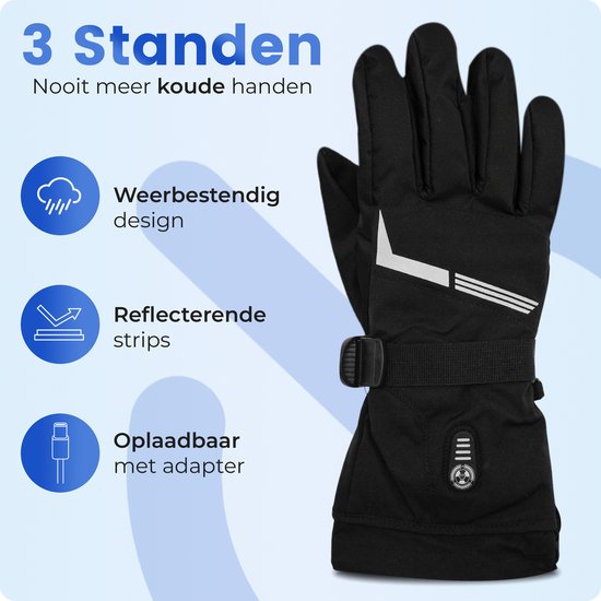 Qualitá® Beheizte Handschuhe - Beheizte Handschuhe - Wasserbeständig - Elektrische Handschuhe Größe M - Mit Touchscreen-Kompatibilität - Wintersport - Wiederaufladbar -