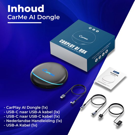 CarMe CarPlay AI Box - Installieren Sie jede App auf Ihrem Auto-Bildschirm - Youtube & Netflix - Upgrade CarPlay und Android Auto - CarPlay Dongle - Android Auto Dongle - Neuestes Modell 2024 - Schwarz