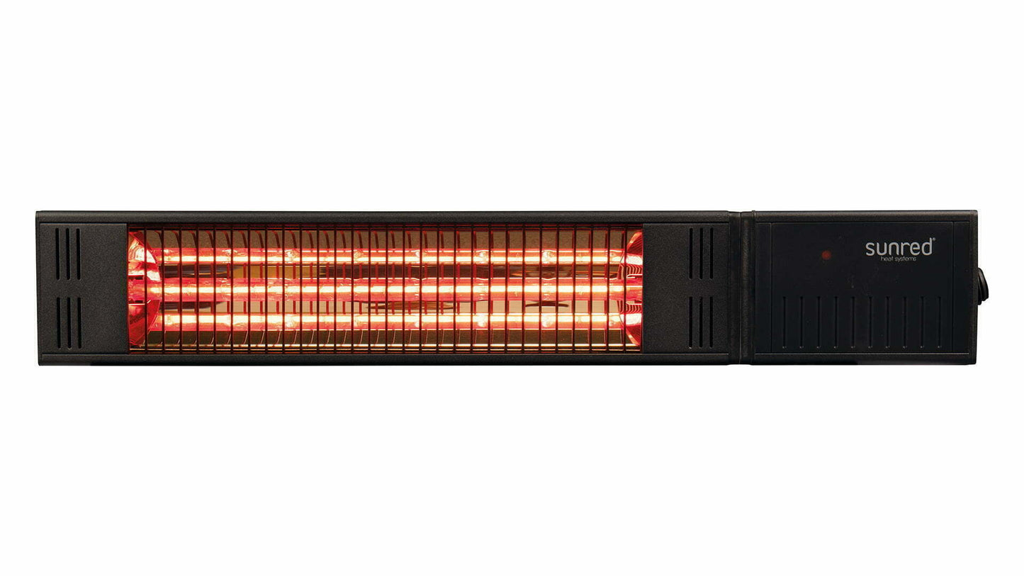 Sunred - Dark line - Schwarz - Wandmodell - Terrassenheizung - Carbon rose gold technology - 2500 W - ECO - 3 Einstellungen - Fernbedienung - Elektroheizung