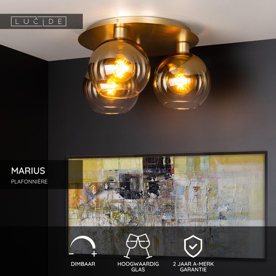 Lucide MARIUS – Deckenleuchte – 3xE27 – Mattgold / Messing