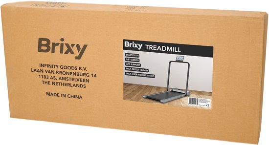 Brixy Laufband für Zuhause - Bluetooth - 1-10 km/h - Zusammenklappbar - 120 x 53 x 12 cm - Anthrazit